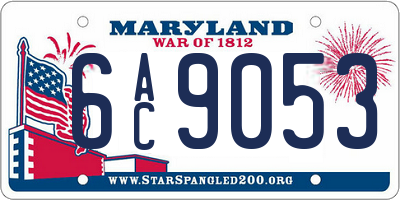 MD license plate 6AC9053