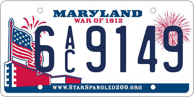 MD license plate 6AC9149
