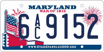 MD license plate 6AC9152