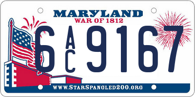 MD license plate 6AC9167