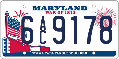 MD license plate 6AC9178