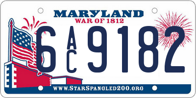 MD license plate 6AC9182