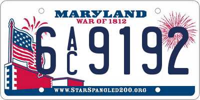MD license plate 6AC9192
