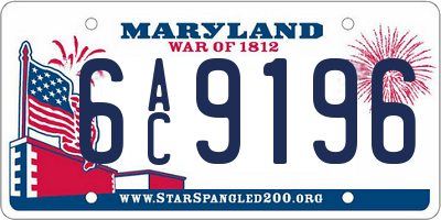 MD license plate 6AC9196