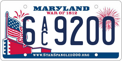 MD license plate 6AC9200
