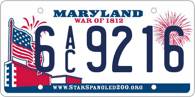 MD license plate 6AC9216