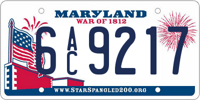MD license plate 6AC9217