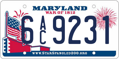 MD license plate 6AC9231