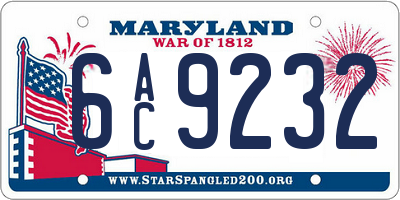 MD license plate 6AC9232