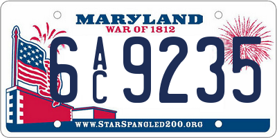 MD license plate 6AC9235