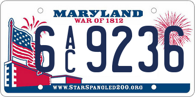MD license plate 6AC9236
