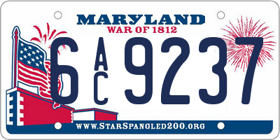 MD license plate 6AC9237