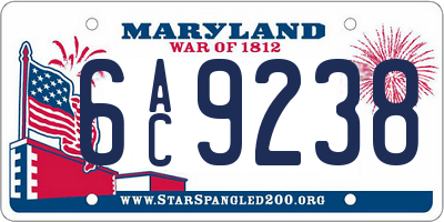 MD license plate 6AC9238