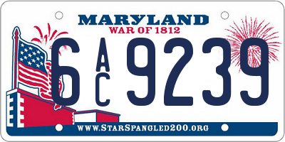 MD license plate 6AC9239