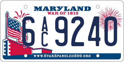 MD license plate 6AC9240