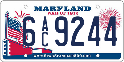 MD license plate 6AC9244