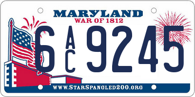 MD license plate 6AC9245