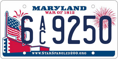 MD license plate 6AC9250