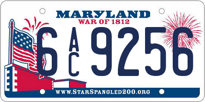 MD license plate 6AC9256