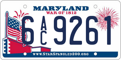 MD license plate 6AC9261