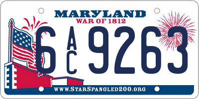 MD license plate 6AC9263