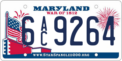 MD license plate 6AC9264