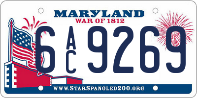 MD license plate 6AC9269