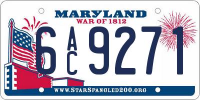 MD license plate 6AC9271