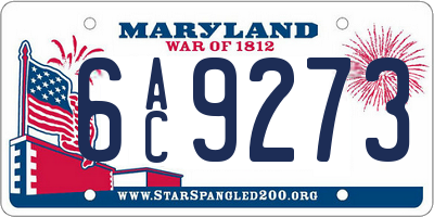 MD license plate 6AC9273