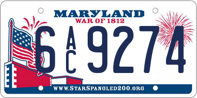 MD license plate 6AC9274