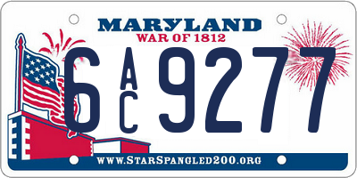 MD license plate 6AC9277