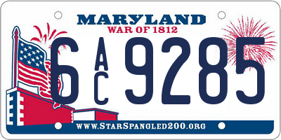 MD license plate 6AC9285