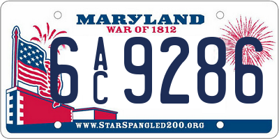 MD license plate 6AC9286