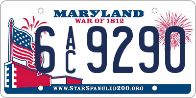 MD license plate 6AC9290