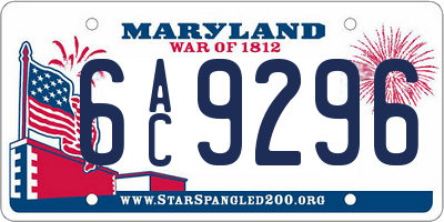 MD license plate 6AC9296