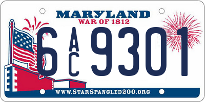 MD license plate 6AC9301