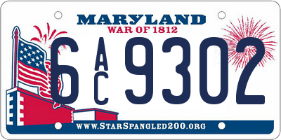 MD license plate 6AC9302