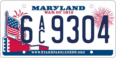 MD license plate 6AC9304
