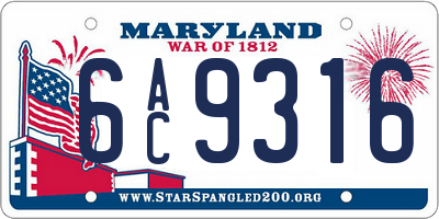 MD license plate 6AC9316