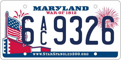 MD license plate 6AC9326