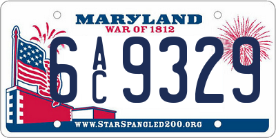 MD license plate 6AC9329