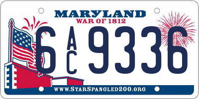 MD license plate 6AC9336