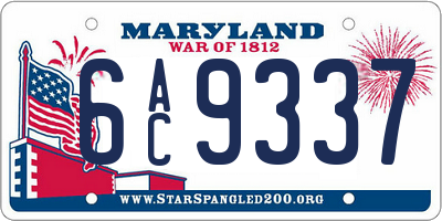 MD license plate 6AC9337