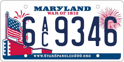 MD license plate 6AC9346