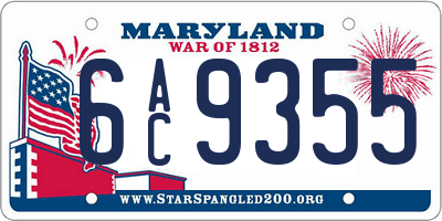 MD license plate 6AC9355