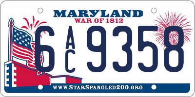 MD license plate 6AC9358