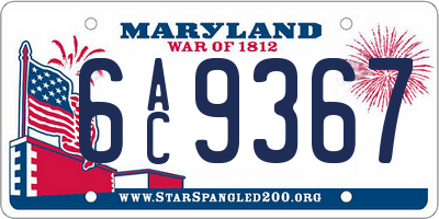 MD license plate 6AC9367