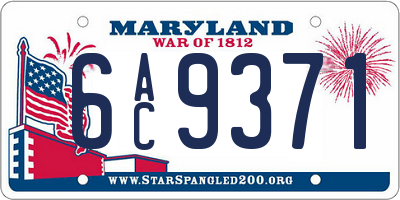 MD license plate 6AC9371