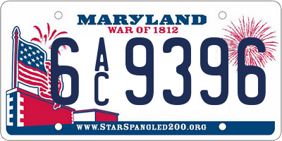 MD license plate 6AC9396