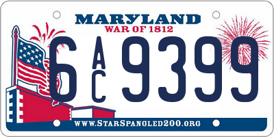 MD license plate 6AC9399